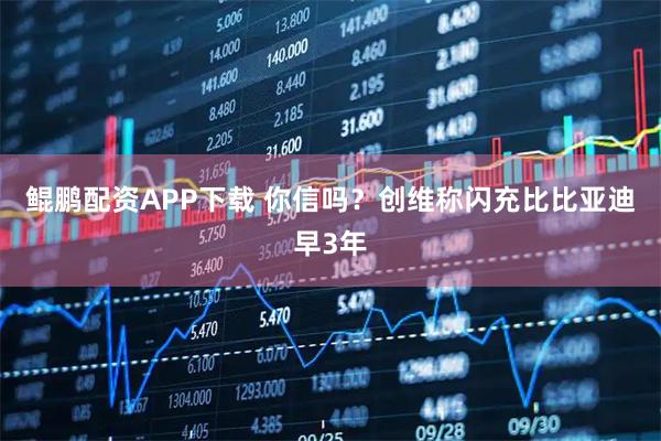 鲲鹏配资APP下载 你信吗？创维称闪充比比亚迪早3年